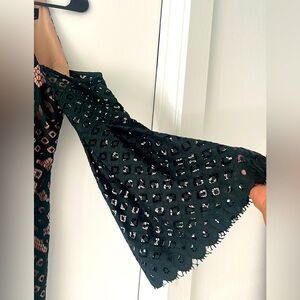 Forest green lace off the shoulder cocktail dress XS